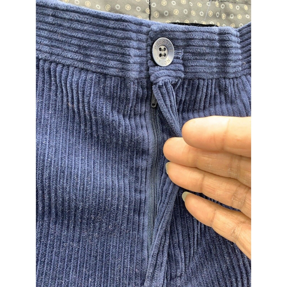 Prestige Original Corduroy Pants Mens 40 X 32 Blue Flat Front Business Casual - Picture 13 of 16